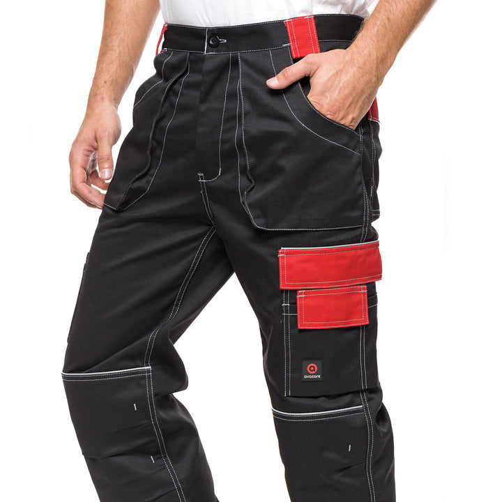 Helios Pants Black/Red, Size 58 (108-113) – Durable and Comfortable Workwear with a Bold Design for Enhanced Performance