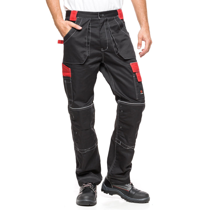 Helios Pants Black/Red, Size 58 (108-113) – Durable and Comfortable Workwear with a Bold Design for Enhanced Performance