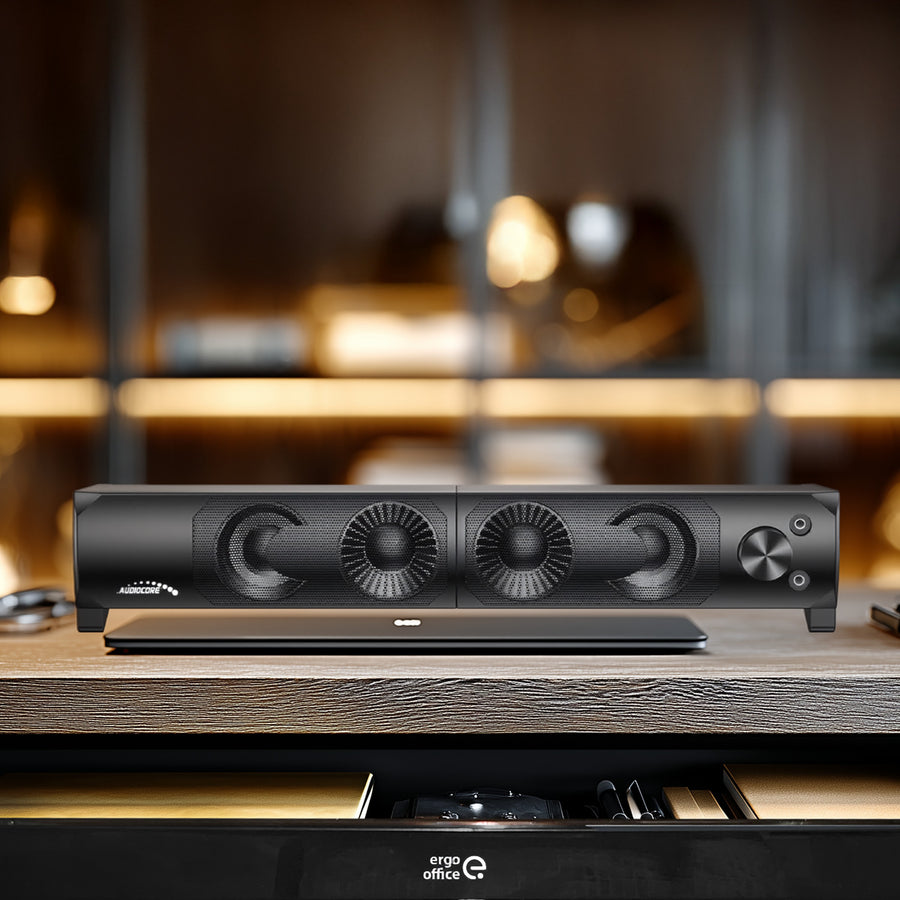 2 in 1 PC Speaker Soundbar Computer RGB LED Backlight Stereo Gaming USB 2 x 3W AUX 3.5 mm