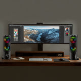 2 in 1 PC Speaker Soundbar Computer RGB LED Backlight Stereo Gaming USB 2 x 3W AUX 3.5 mm