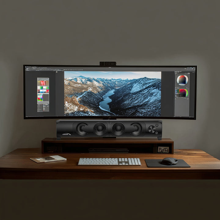 2 in 1 PC Cainteoir Barra Fuaime Ríomhaire RGB LED Backlight Steirió Chearrbhachas USB 2 x 3W AUX 3.5 mm