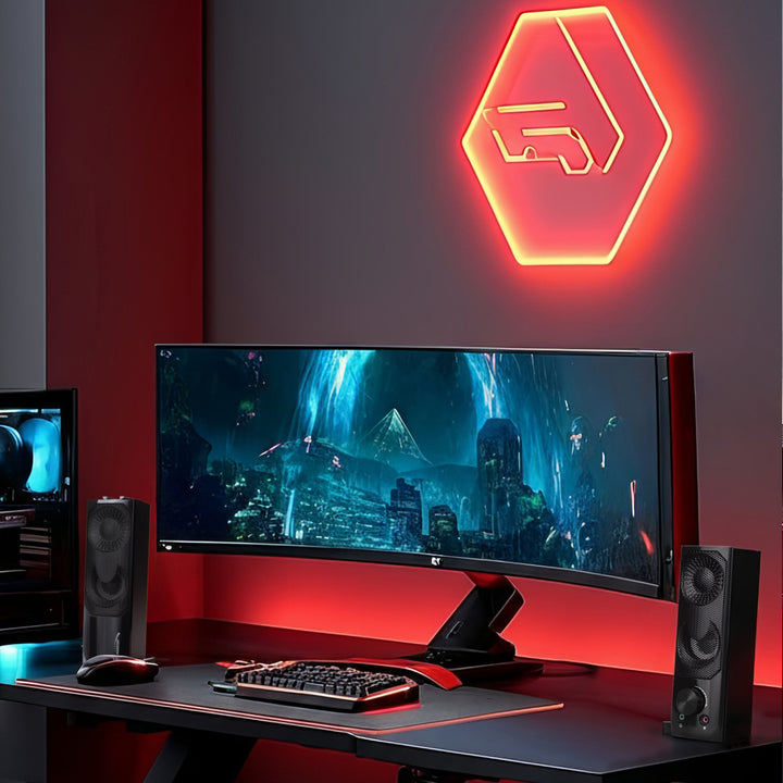 2 in 1 PC Cainteoir Barra Fuaime Ríomhaire RGB LED Backlight Steirió Chearrbhachas USB 2 x 3W AUX 3.5 mm