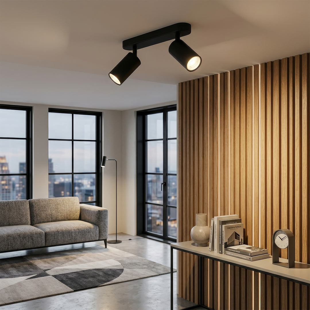 Maclean ceiling and wall lamp, spot, moving, aluminium, 2xGU10, 55x100mm, matte black, MCE452 B