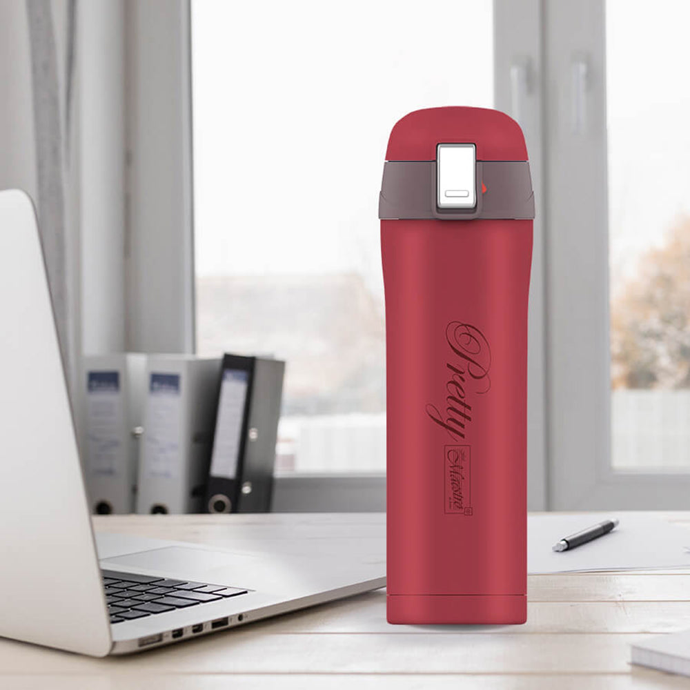 Muga caife thermos deas mug buidéal inslithe muga thermos inslithe déanta as cruach dhosmálta le haghaidh deochanna te nó fuar 400ml