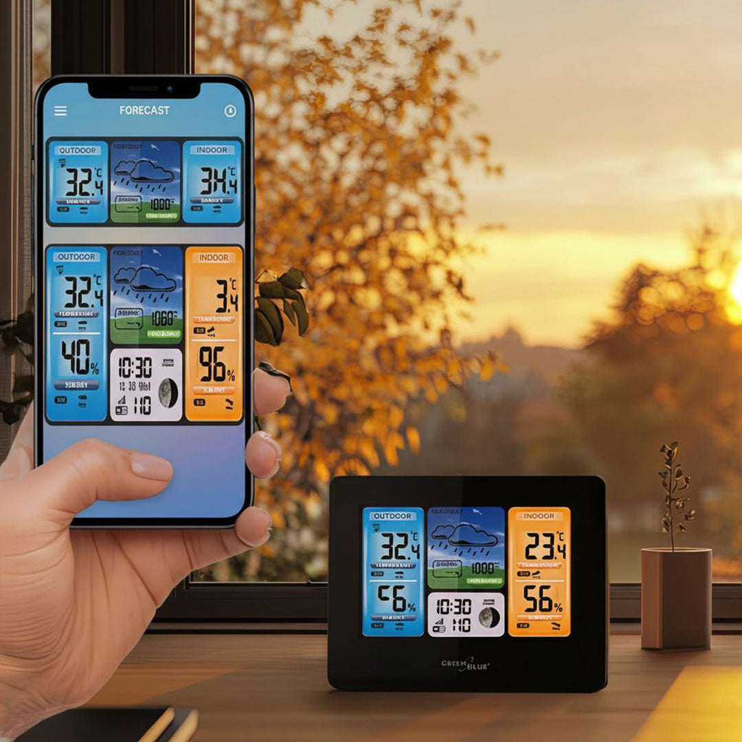 Wireless WiFi Weather Station Outdoor Sensor Calendar Barometer Tuya Smart App IPX4 (eu plug)