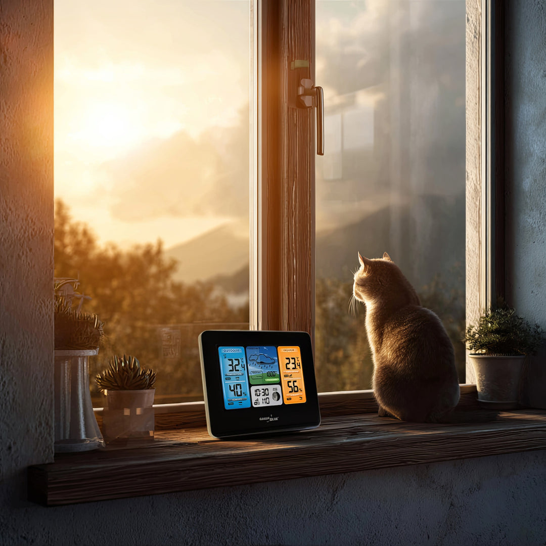 Wireless WiFi Weather Station Outdoor Sensor Calendar Barometer Tuya Smart App IPX4 (eu plug)