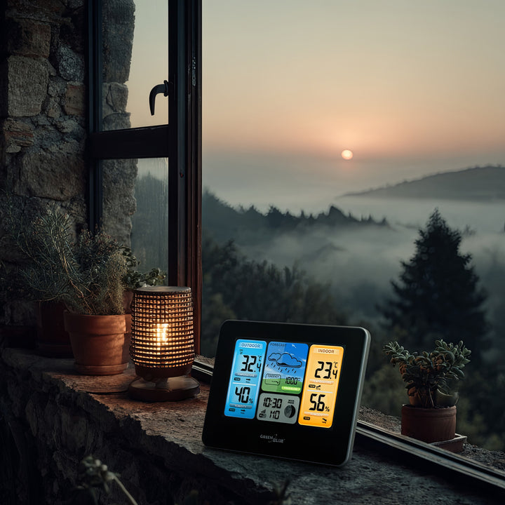 Wireless WiFi Weather Station Outdoor Sensor Calendar Barometer Tuya Smart App IPX4 (eu plug)