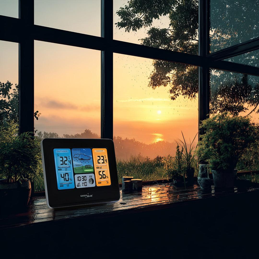 Wireless WiFi Weather Station Outdoor Sensor Calendar Barometer Tuya Smart App IPX4 (eu plug)