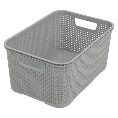 BranQ Rattan 7L gray storage basket with handles