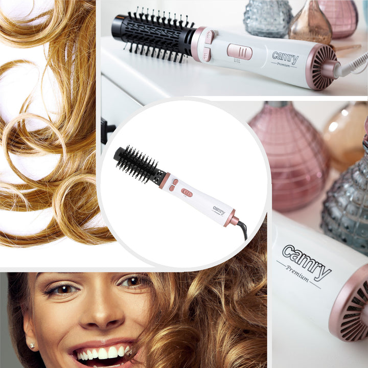 Camry CR 2021 rotating curling iron/hair dryer with interchangeable nylon bristle brushes