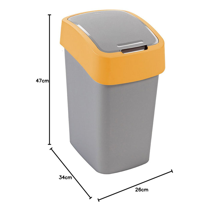 Cuver Flip Bin Rubbish Bin Waste Garbage Can, Segregation, with Lid, Grey, Orange Frame, 25L