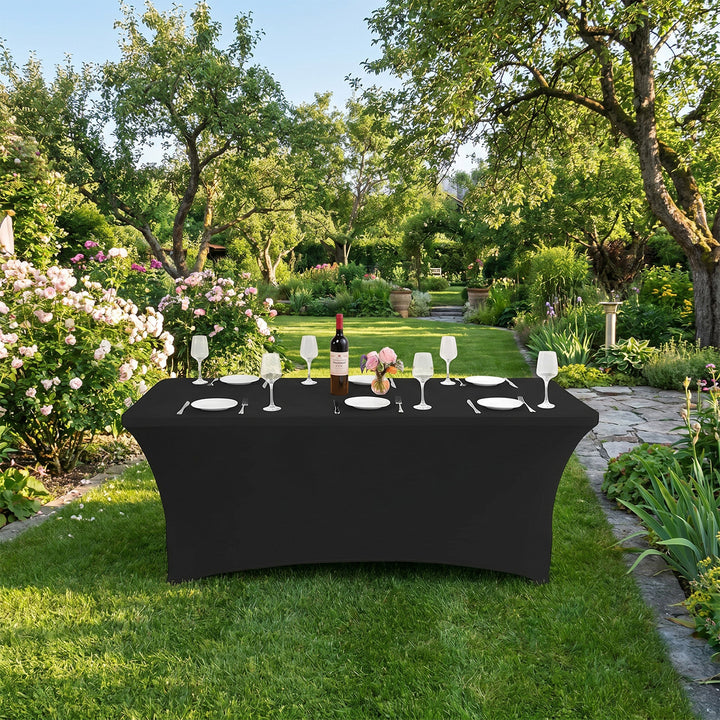 GreenBlue GB372 Elastic Tablecloth Catering Table Cover Black, 180x75x74cm, Spandex