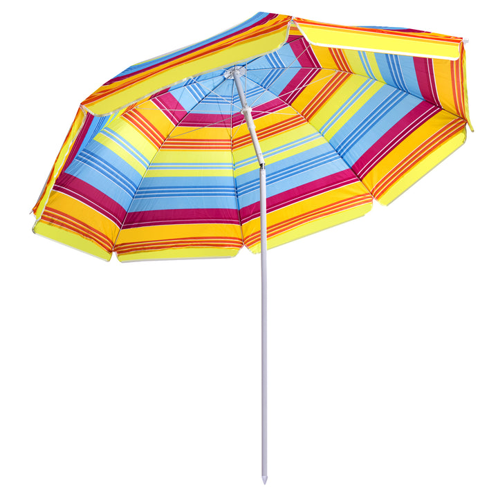 Beach Parasol Garden Patio Folding Tilting 200cm Adjustable SPF 50+ Sun Shade Wind Resistant Umbrella 200 cm