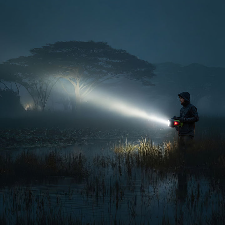 Maclean MCE345 3in1 Rechargeable LED Flashlight Search Light Hand Held Powerbank Function 3 Modes 5W XM-L-T6 Cold White 6500K 3.7V 3x18650 4500mAh