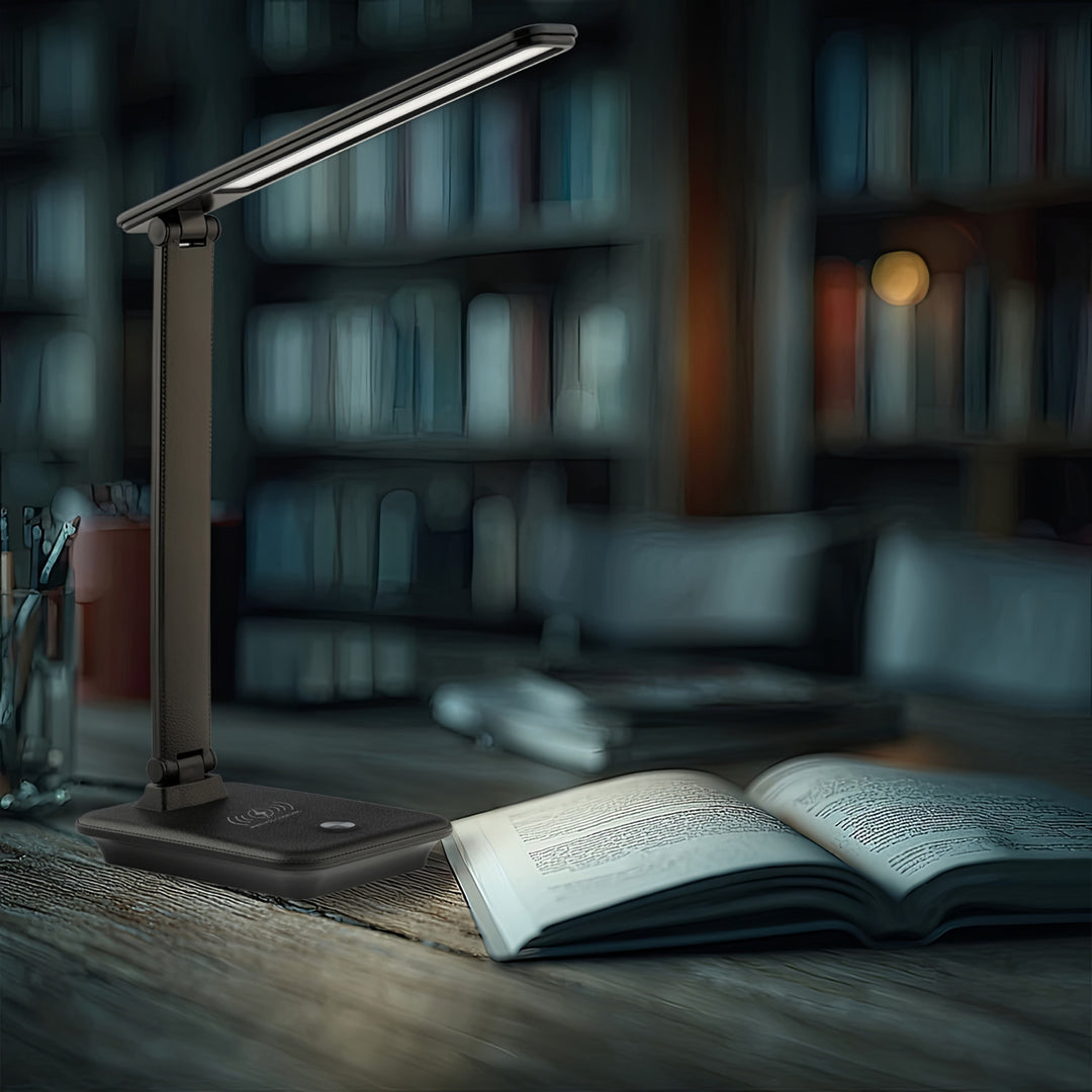 Maclean MCE616 Dimmable LED Desk Lamp Desk Lamp 9W with Induction Qi Charger Adjustable Ligth Temperature Black