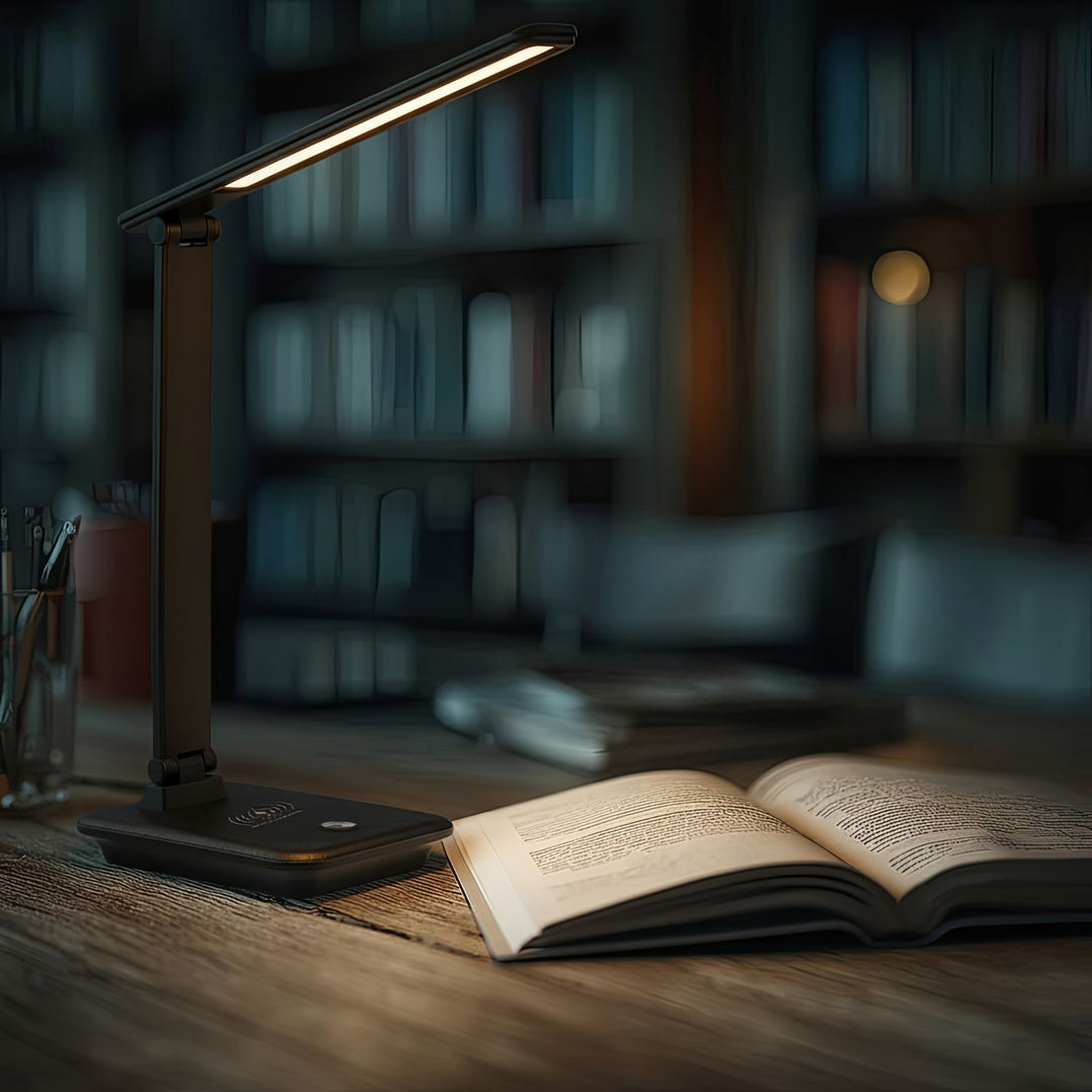 Maclean MCE616 Dimmable LED Desk Lamp Desk Lamp 9W with Induction Qi Charger Adjustable Ligth Temperature Black