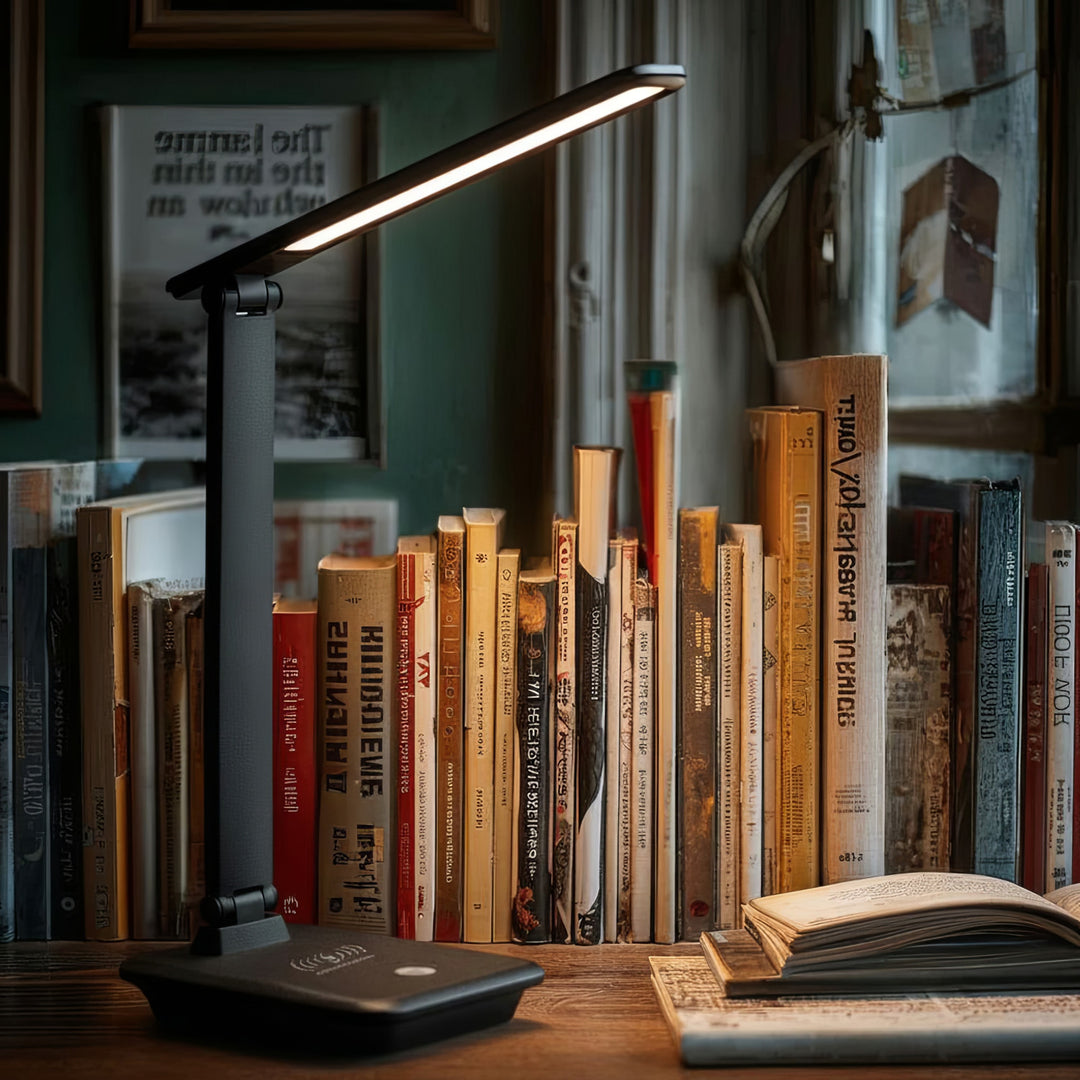 Maclean MCE616 Dimmable LED Desk Lamp Desk Lamp 9W with Induction Qi Charger Adjustable Ligth Temperature Black