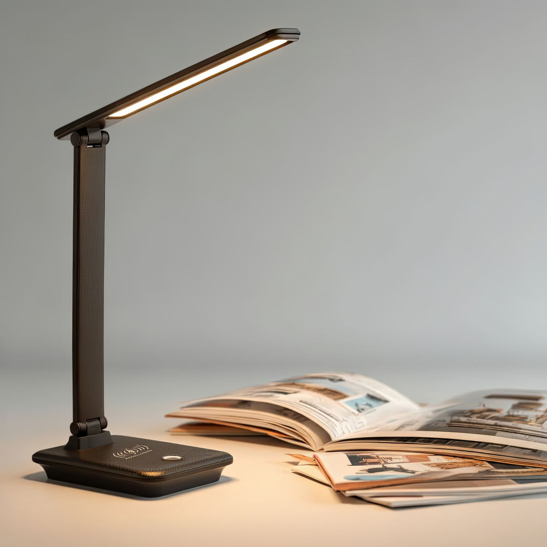 Maclean MCE616 Dimmable LED Desk Lamp Desk Lamp 9W with Induction Qi Charger Adjustable Ligth Temperature Black