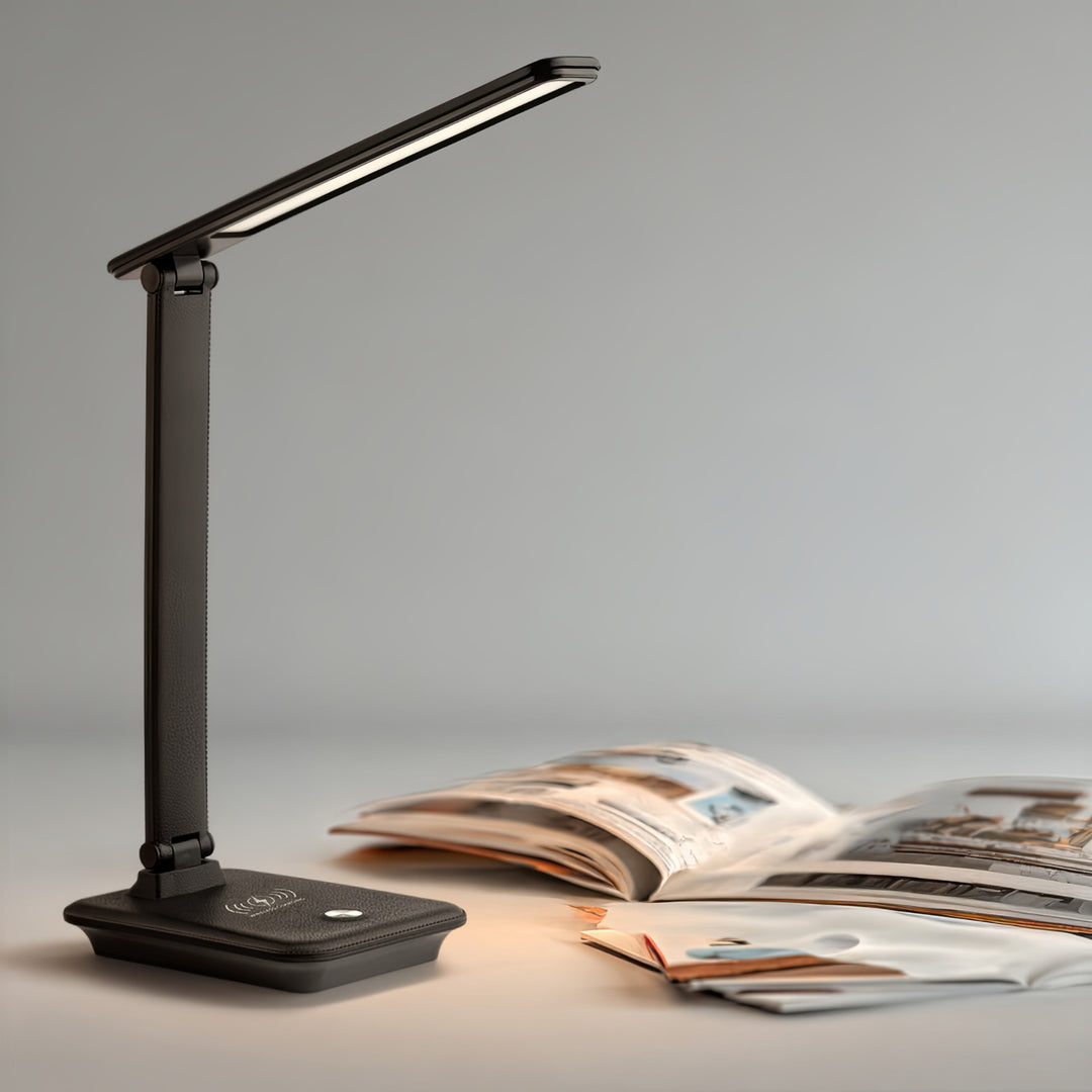 Maclean MCE616 Dimmable LED Desk Lamp Desk Lamp 9W with Induction Qi Charger Adjustable Ligth Temperature Black