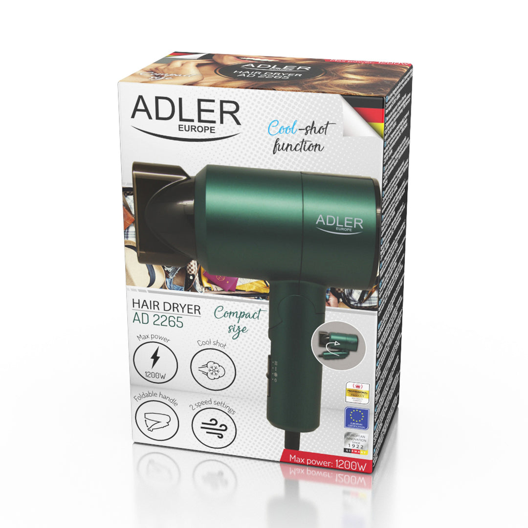 Small 1200W dryer Adler AD 2265 with folding handle