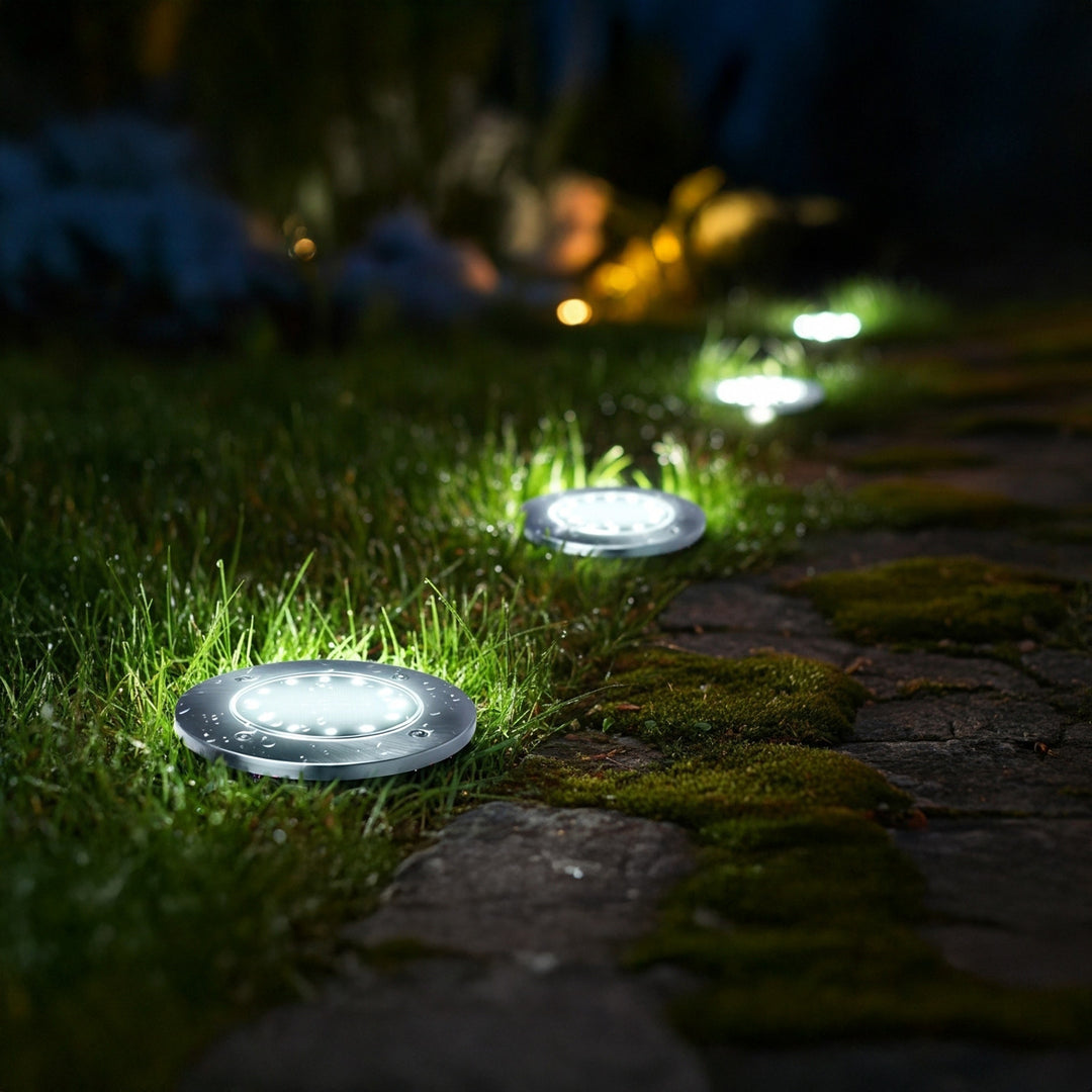 Maclean MCE318 LED Solar Pathway Lights with Ground Spike 12 LED SMD Neutral White 4000K 0.7 W Solar Lamp for Outdoor Path Light Garden Lights IP44