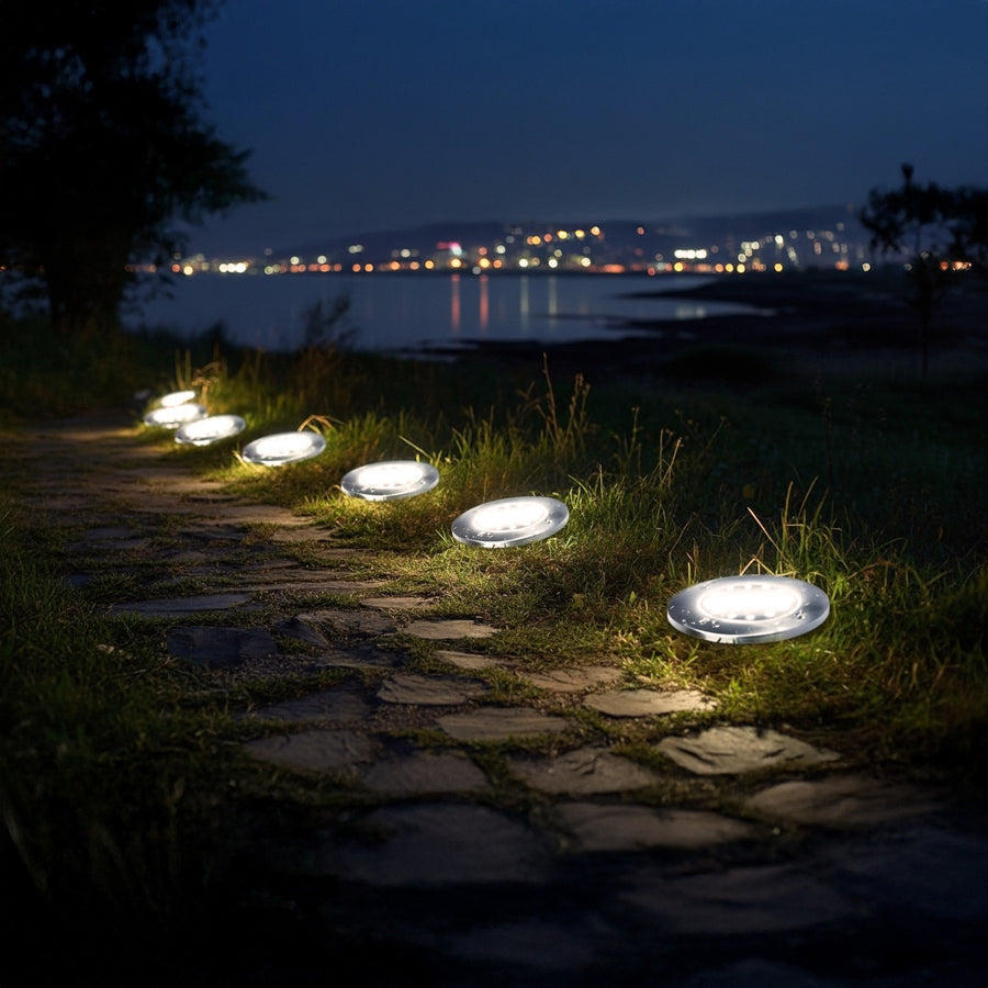 Maclean MCE318 LED Solar Pathway Lights with Ground Spike 12 LED SMD Neutral White 4000K 0.7 W Solar Lamp for Outdoor Path Light Garden Lights IP44