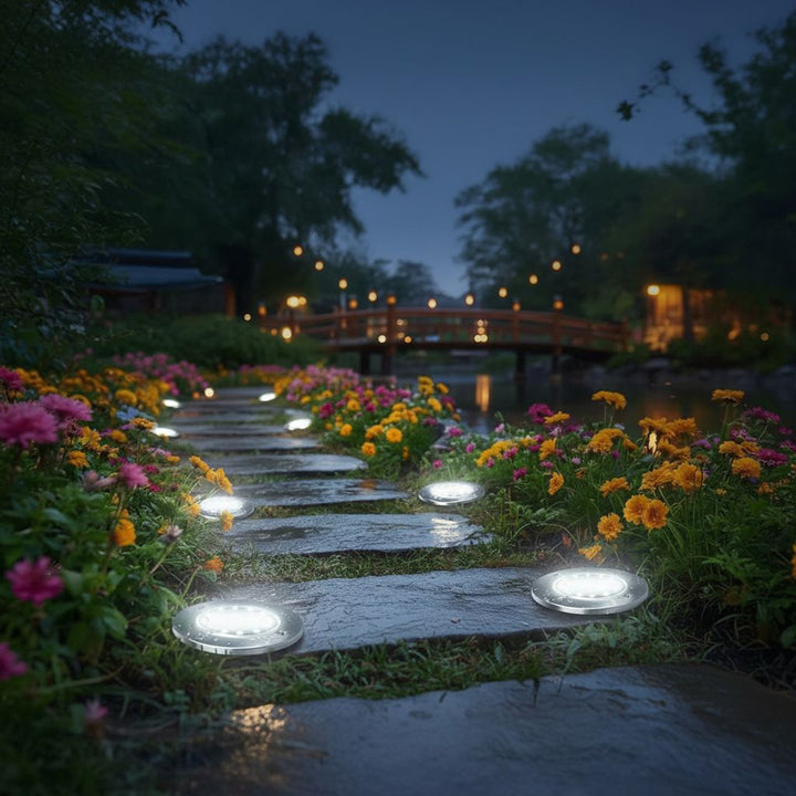 Maclean MCE318 LED Solar Pathway Lights with Ground Spike 12 LED SMD Neutral White 4000K 0.7 W Solar Lamp for Outdoor Path Light Garden Lights IP44