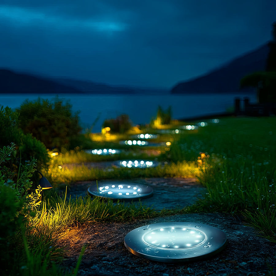 Maclean MCE318 LED Solar Pathway Lights with Ground Spike 12 LED SMD Neutral White 4000K 0.7 W Solar Lamp for Outdoor Path Light Garden Lights IP44
