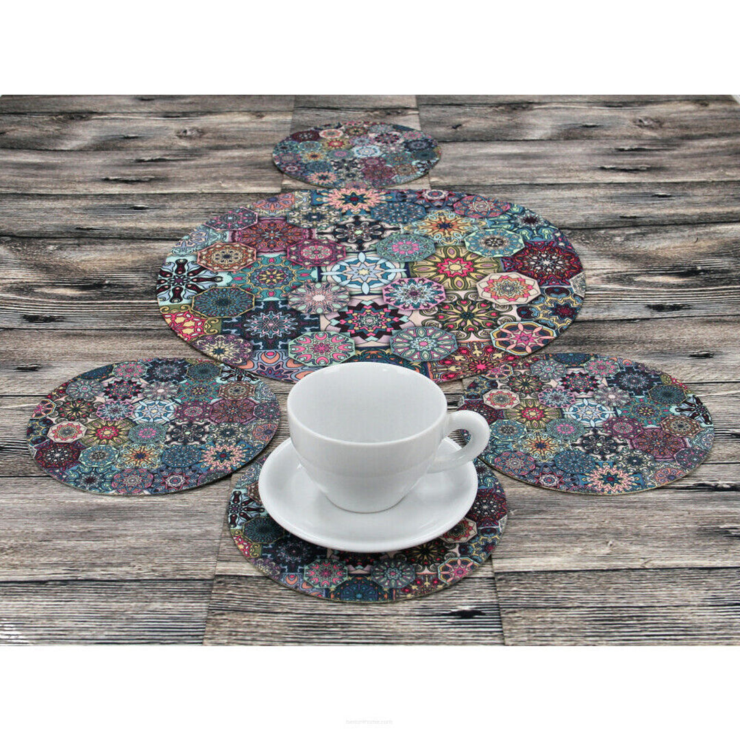 Set of round felt table placemats 1 + 4 - VALENCIA