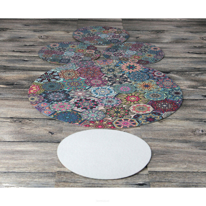 Set of round felt table placemats 1 + 4 - VALENCIA