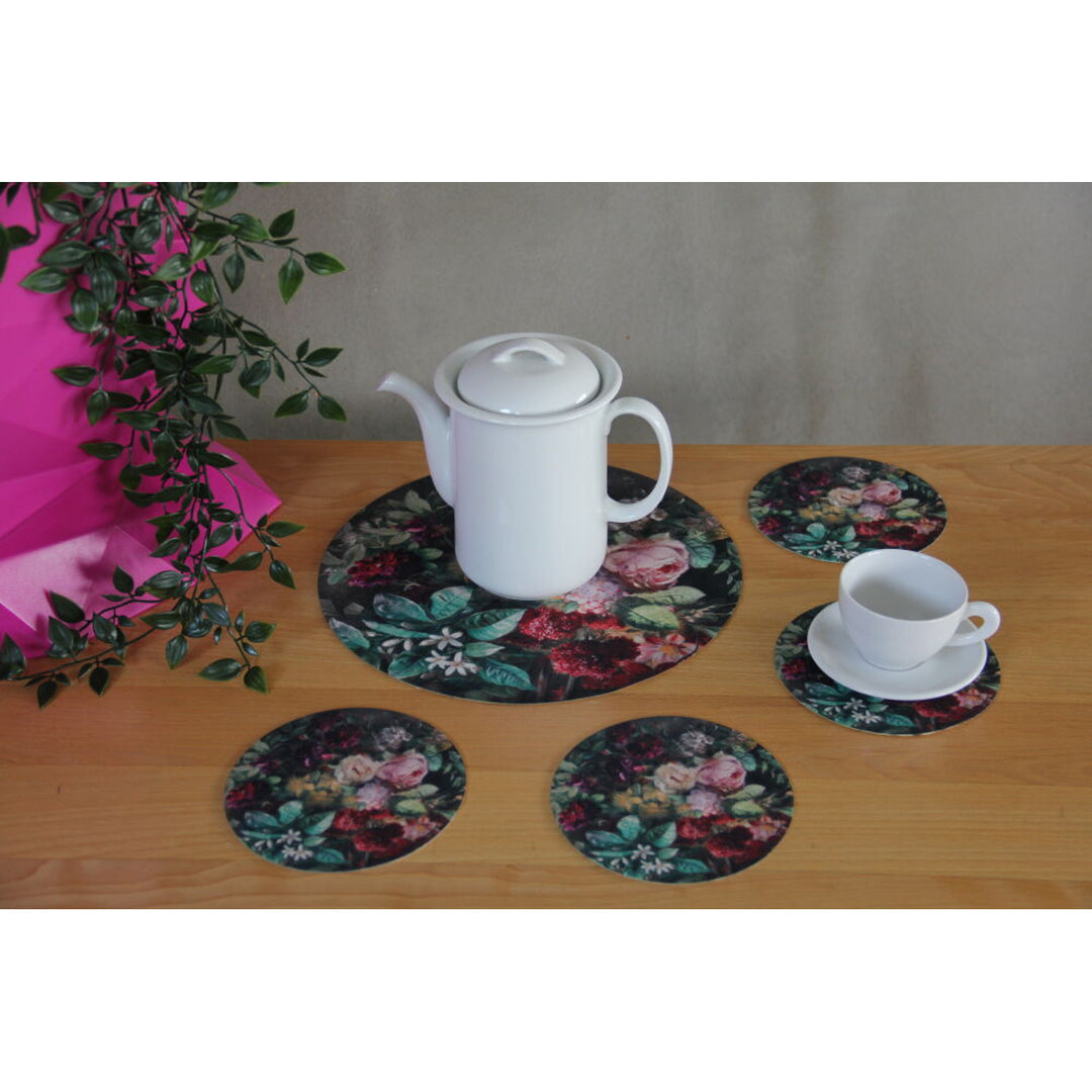 Set of round felt table placemats 1 + 4 - BUNCH