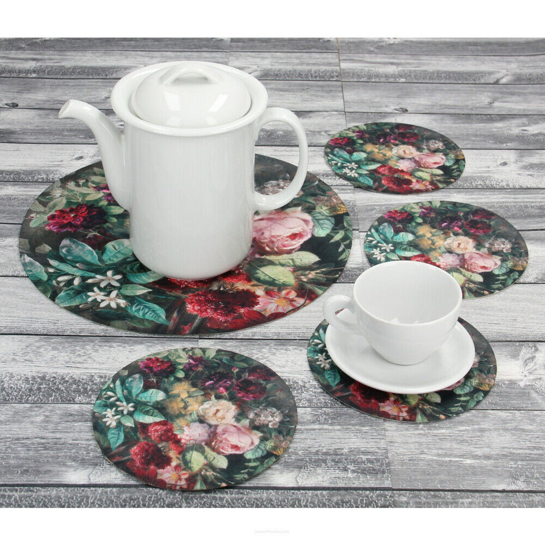 Set of round felt table placemats 1 + 4 - BUNCH