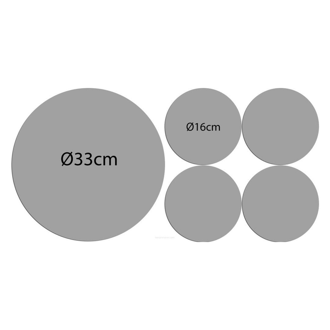 Set of round felt table placemats 1 + 4 - SNOW