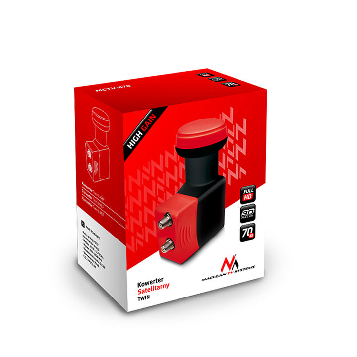 Konwenter satelitarny twin SAT Maclean 4K 8K + kabel HDMI