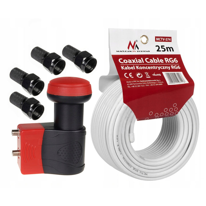 Konwenter satelitarny twin SAT Maclean 4K 8K + kabel HDMI