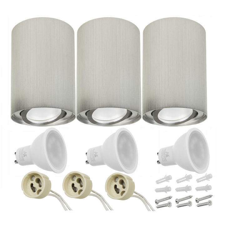 3x Maclean chrome round plafond MCE422 C/M + 3x LED bulb GU10 5W 4000K