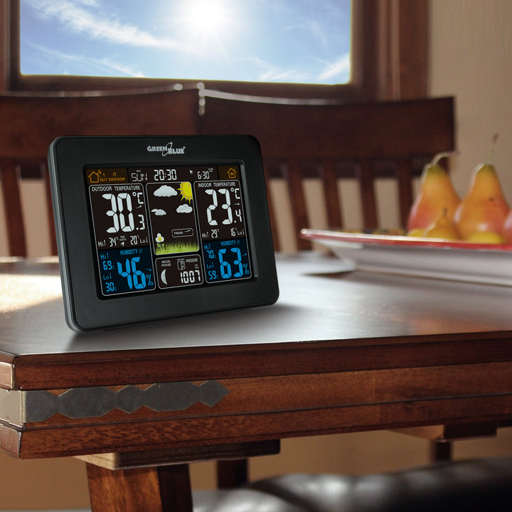 Stáisiún aimsire GreenBlue GB523 + ceallraí + cuibheoir cumhachta