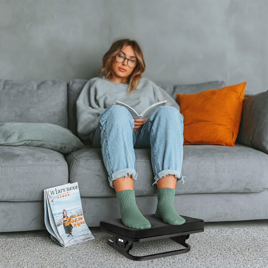 Maclean MC-460 Ergonomic Footrest Leg Foot Rest Infinitely Adjustable Angle Under Desk Removable Cushion Cushioned