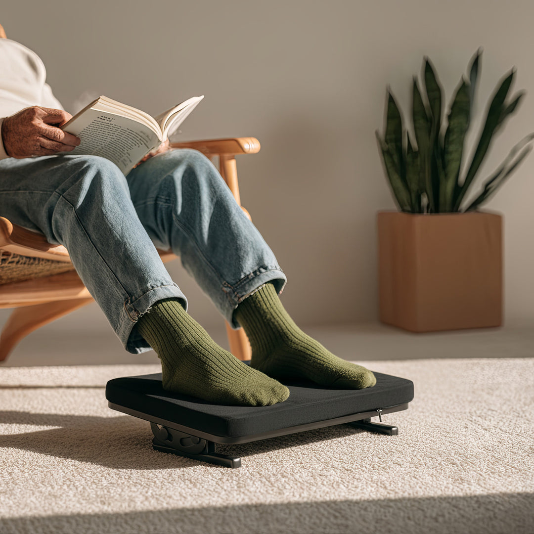 Maclean MC-460 Ergonomic Footrest Leg Foot Rest Infinitely Adjustable Angle Under Desk Removable Cushion Cushioned