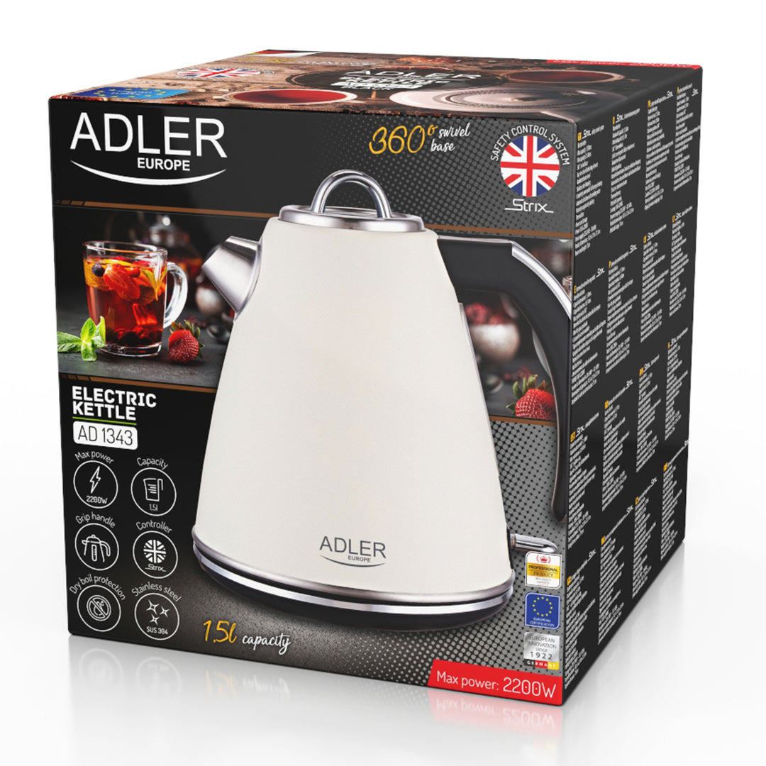 Metal kettle 1,5 L STRIX Adler AD 1343 creme - beige color