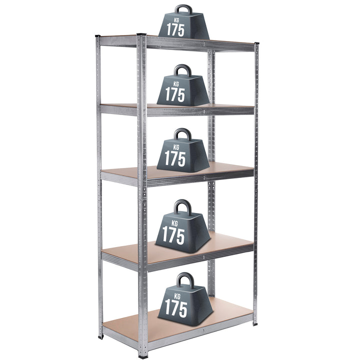 GreenBlue GB378 Metal Storage Rack Cabinet Shelves 175kg x5 180x90x40cm Galvanized Folding MDF