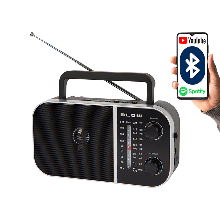Blow Portable analog AM/FM radio RA6 battery and mains power