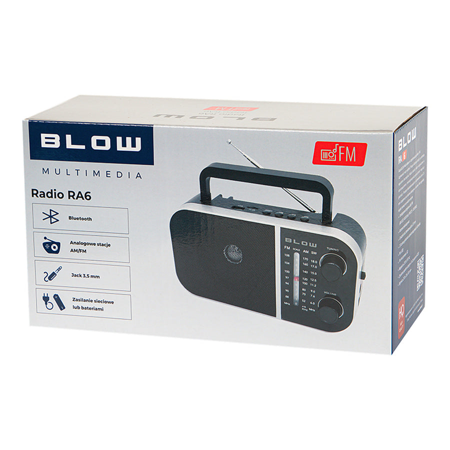 Blow Portable analog AM/FM radio RA6 battery and mains power