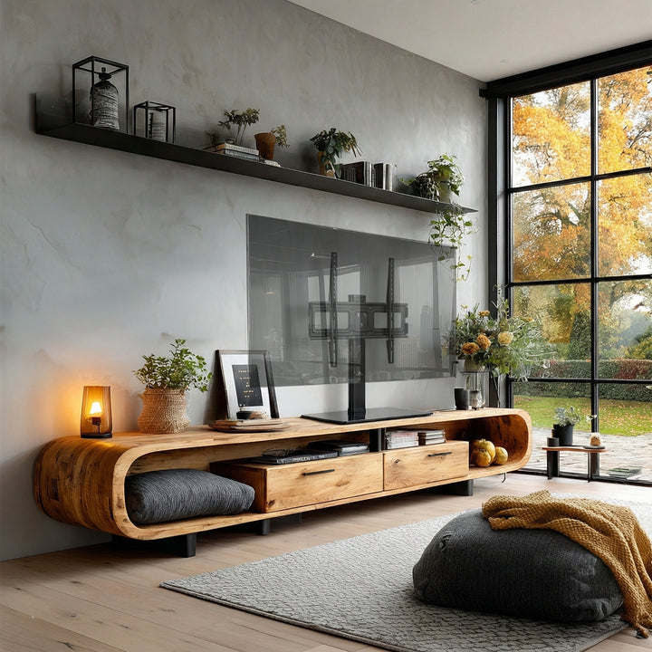 Maclean MC-450 Universal TV Stand for TV Cabinet max. 40kg, max. VESA 400x400 32-65" Tempered Glass Base 3-Level Height Adjustment