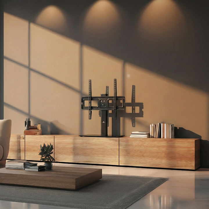 Maclean MC-450 Universal TV Stand for TV Cabinet max. 40kg, max. VESA 400x400 32-65" Tempered Glass Base 3-Level Height Adjustment