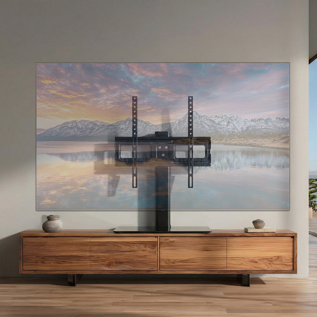 Maclean MC-450 Universal TV Stand for TV Cabinet max. 40kg, max. VESA 400x400 32-65" Tempered Glass Base 3-Level Height Adjustment