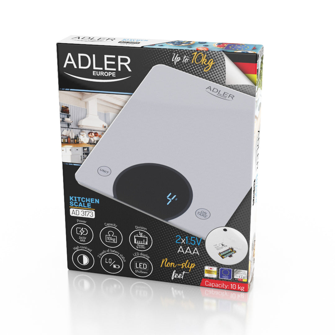 Adler AD 3173s Kitchen scale up to 10kg LED dimensions 20 x 16 cm