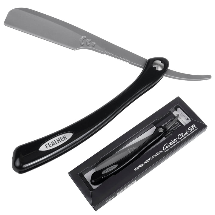 Feather Professional Artist Club Black ACSR-RB Shavette Manual Razor Shaver Black