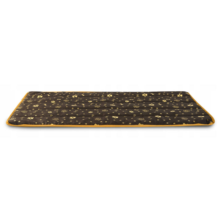 KingDog Prestige Dog Bed Dog Mat Durable Waterproof Dog Mattress with a Pattern of Golden Bones in Brown 120x80 cm