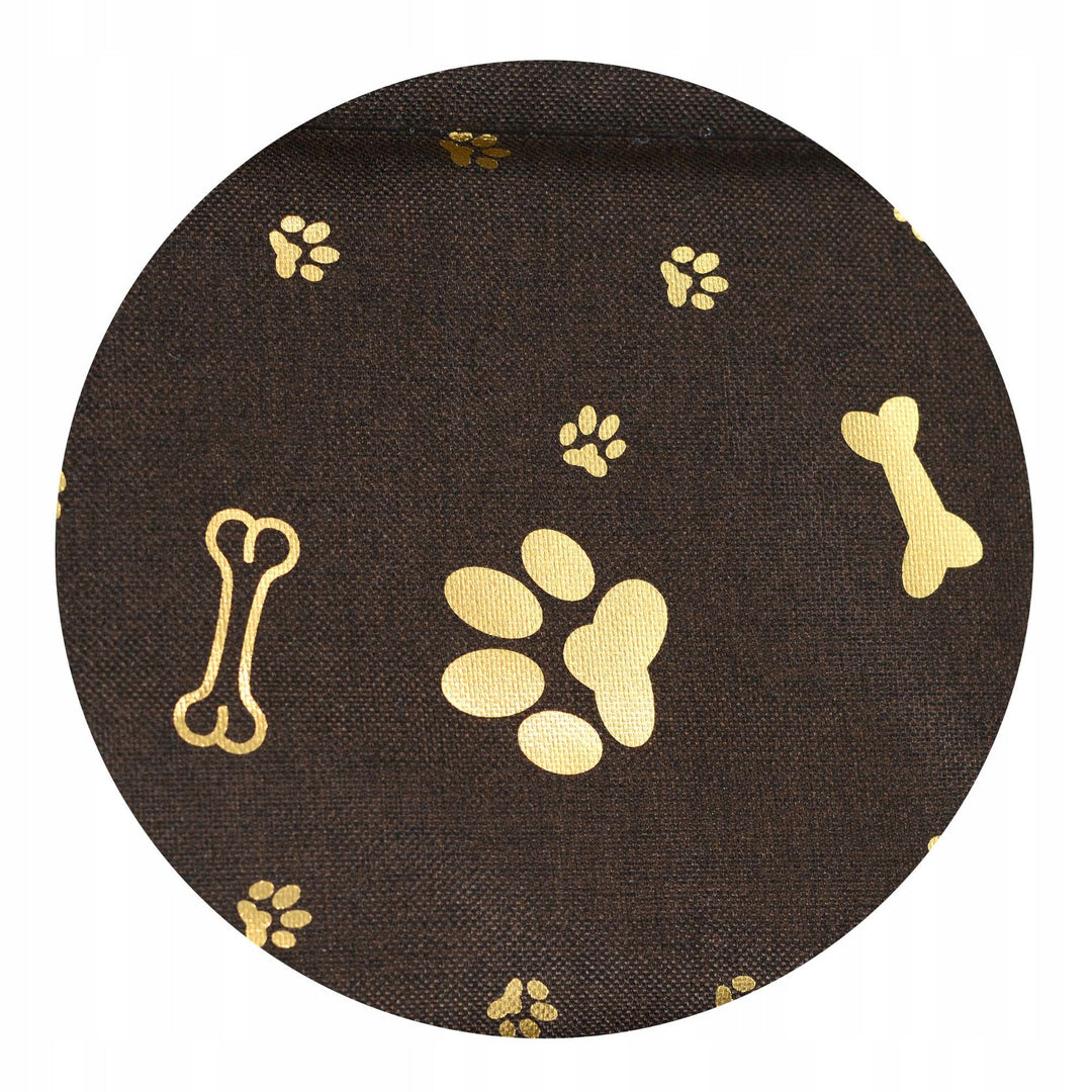 KingDog Prestige Dog Bed Dog Mat Durable Waterproof Dog Mattress with a Pattern of Golden Bones in Brown 120x80 cm